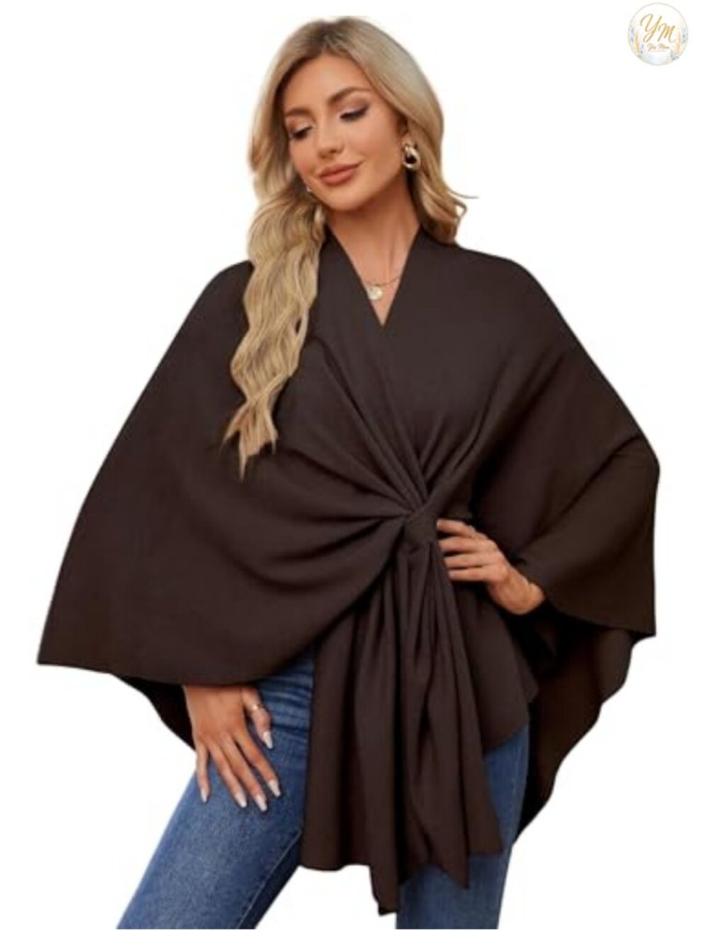 Women Shawl Wrap Open Front Poncho Sweater Versatile Rayon Layer
